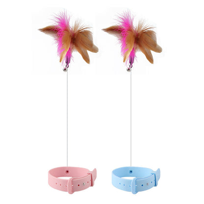 Multi-Functional Pet Toy – Silicone Cat Teaser with Feather, Foot & Table Leg Binding Collar