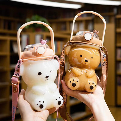 Cartoon Cute Bear Cup Children's Portable Straw