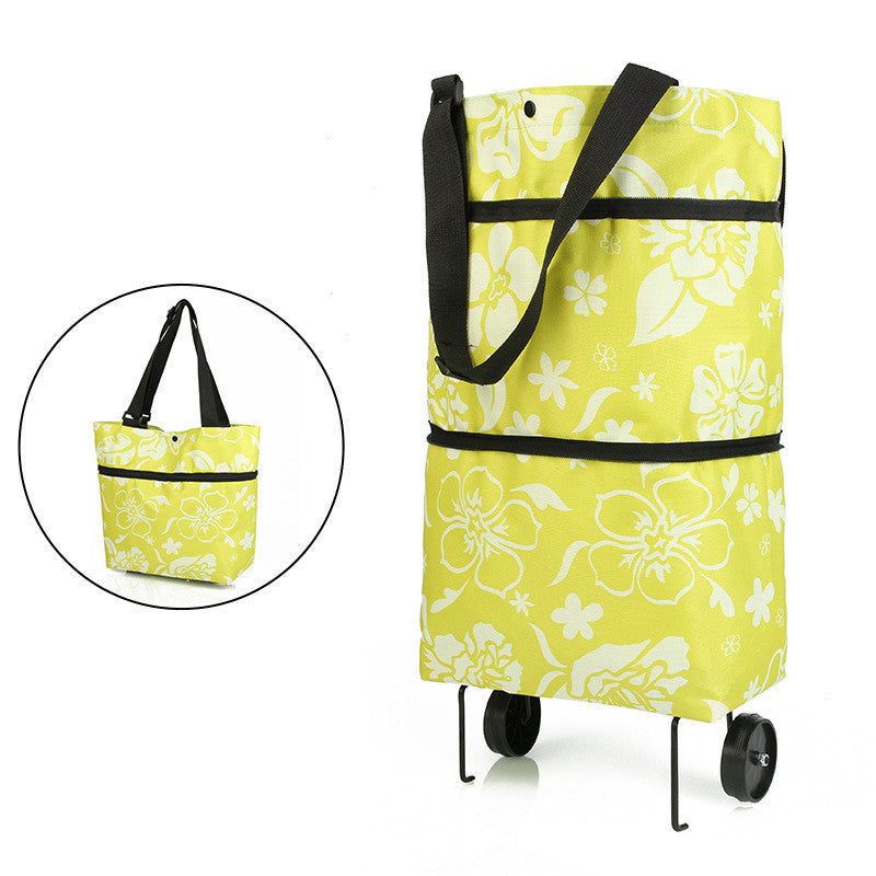 Foldable Shopping Cart with Wheels - Reusable, Heavy-Duty Grocery Bags for Easy Transport & Storage