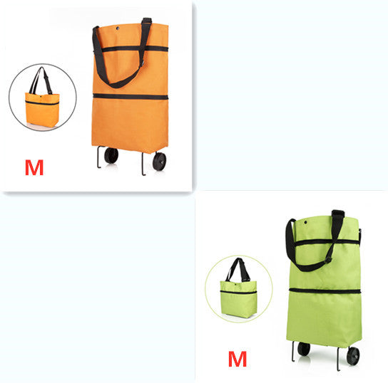 Foldable Shopping Cart with Wheels - Reusable, Heavy-Duty Grocery Bags for Easy Transport & Storage