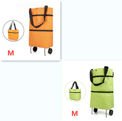 Foldable Shopping Cart with Wheels - Reusable, Heavy-Duty Grocery Bags for Easy Transport & Storage