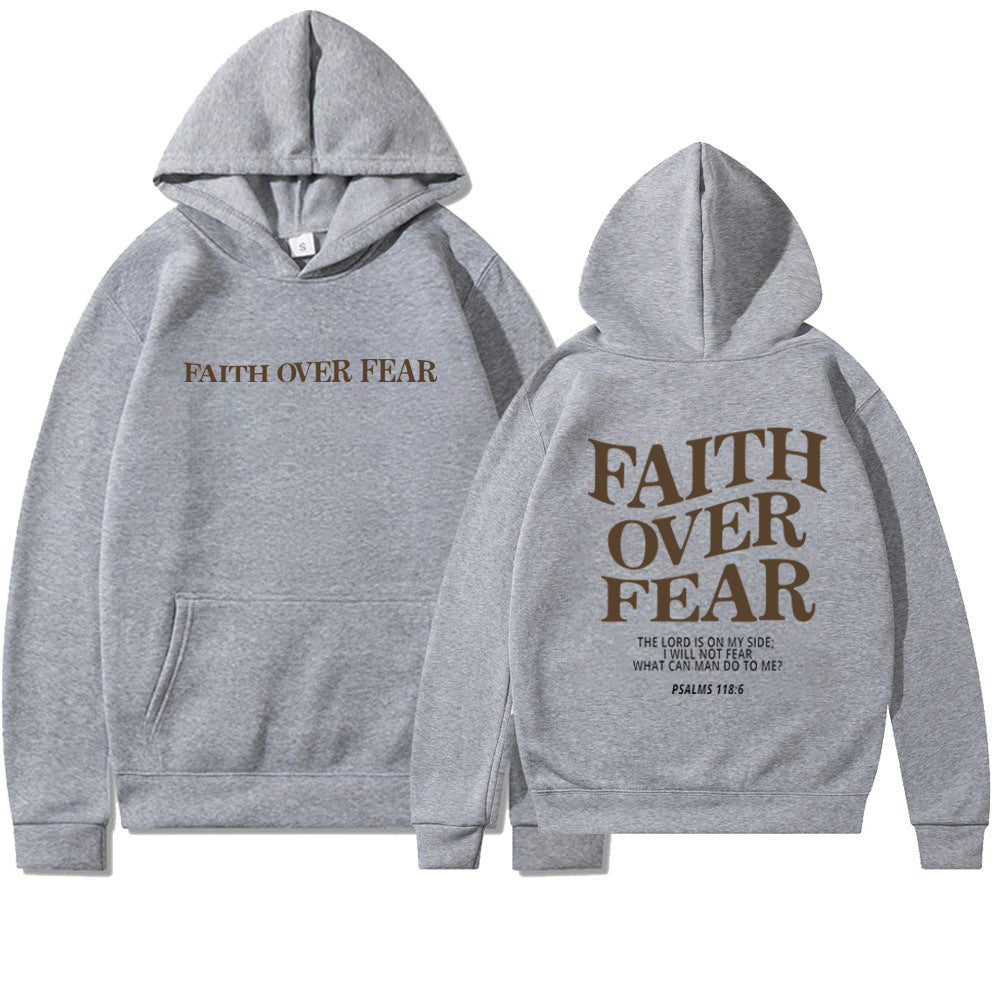 Faith Over Fear Christian Hoodie | Unisex Jesus Sweatshirt with Bible Verse | Trendy and Aesthetic Christian Apparel