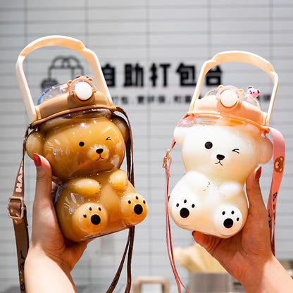 Cartoon Cute Bear Cup Children's Portable Straw