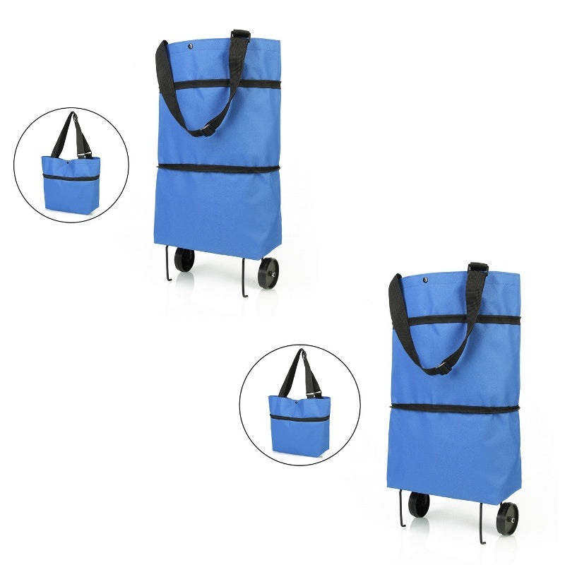 Foldable Shopping Cart with Wheels - Reusable, Heavy-Duty Grocery Bags for Easy Transport & Storage