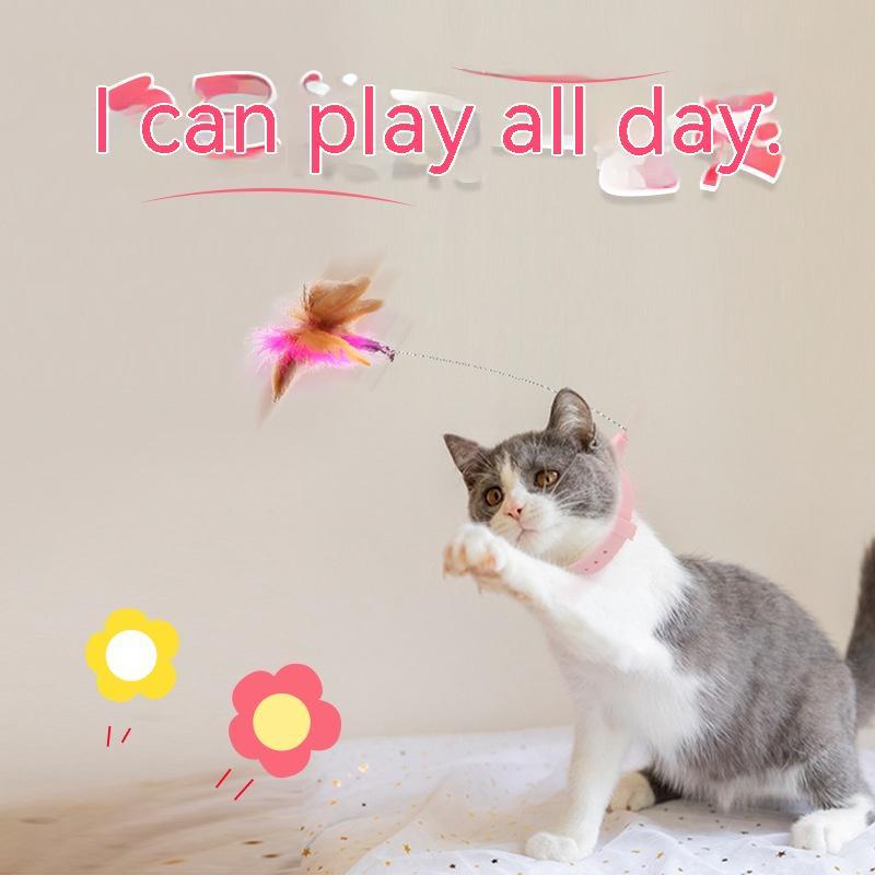 Multi-Functional Pet Toy – Silicone Cat Teaser with Feather, Foot & Table Leg Binding Collar