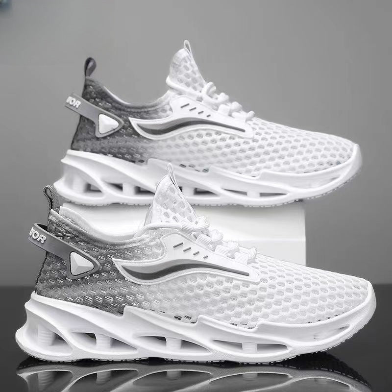 Men's Fashion Mesh Sneakers | Breathable Lace-Up Sports Shoes with Hollow-Sole Design