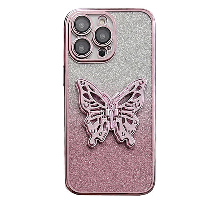 Hollow Butterfly Phone Case Gradient Transparent Plating Protective Cover