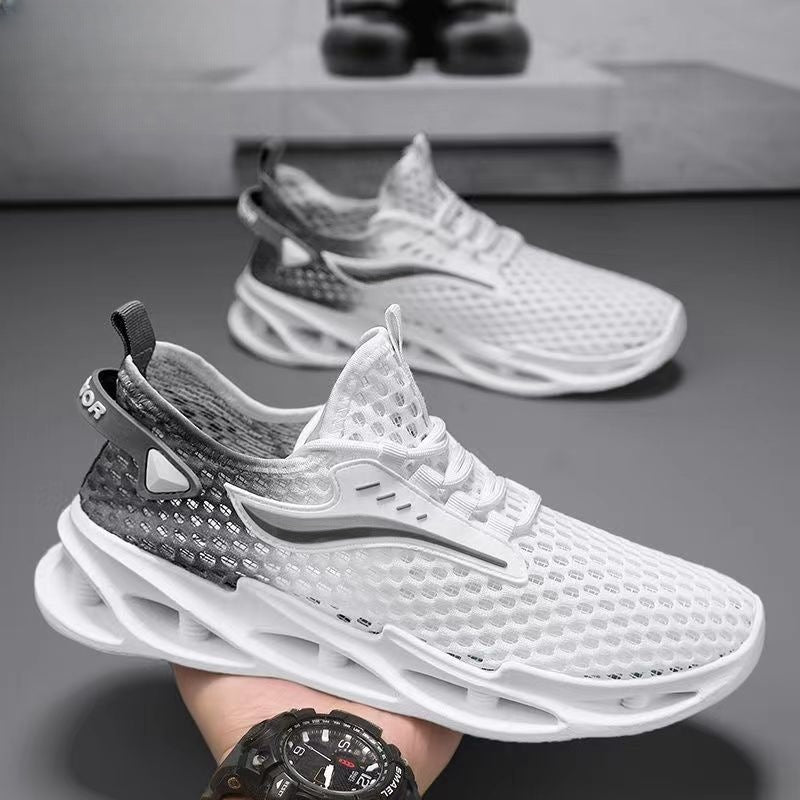 Men's Fashion Mesh Sneakers | Breathable Lace-Up Sports Shoes with Hollow-Sole Design