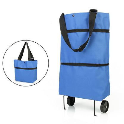 Foldable Shopping Cart with Wheels - Reusable, Heavy-Duty Grocery Bags for Easy Transport & Storage