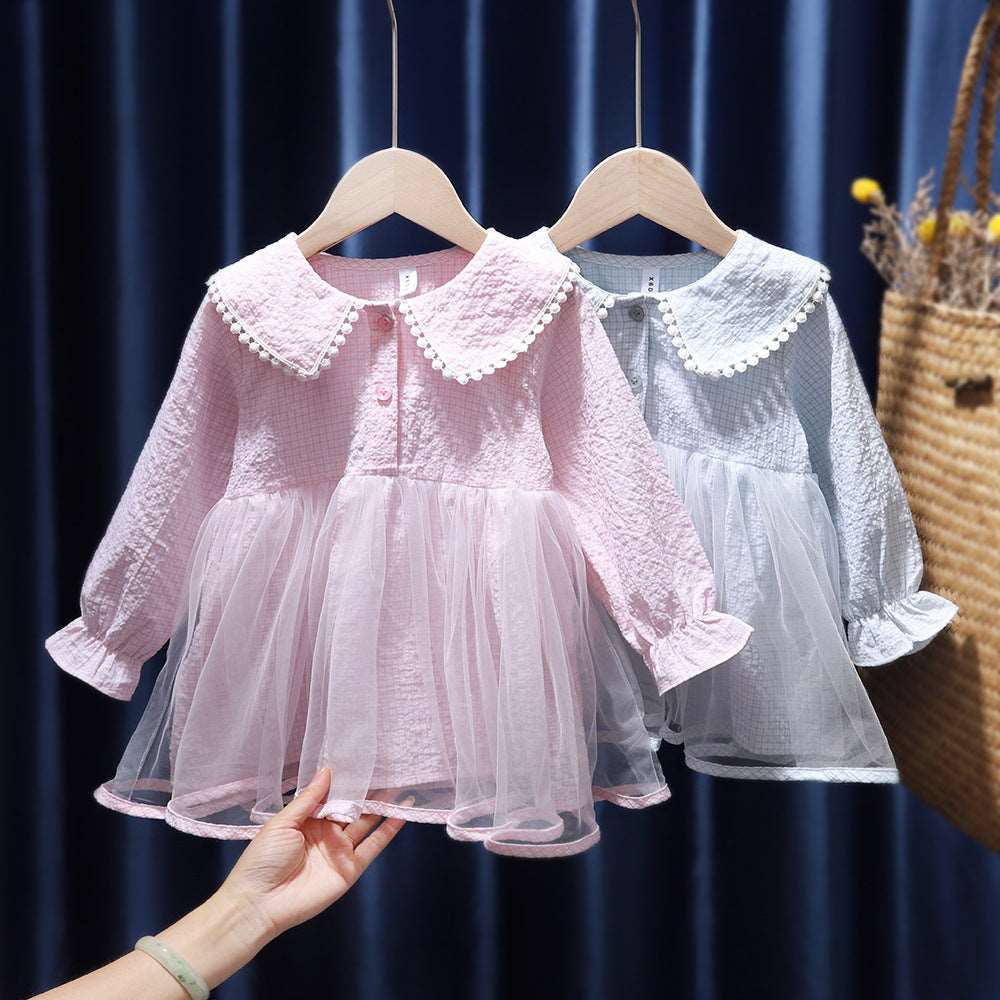 Children's Korean Style Trendy Plaid Cotton Princess Dress