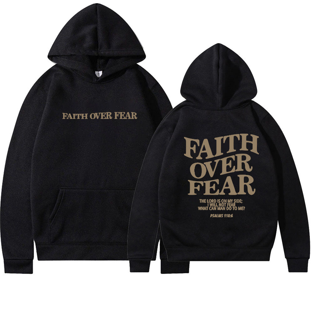 Faith Over Fear Christian Hoodie | Unisex Jesus Sweatshirt with Bible Verse | Trendy and Aesthetic Christian Apparel