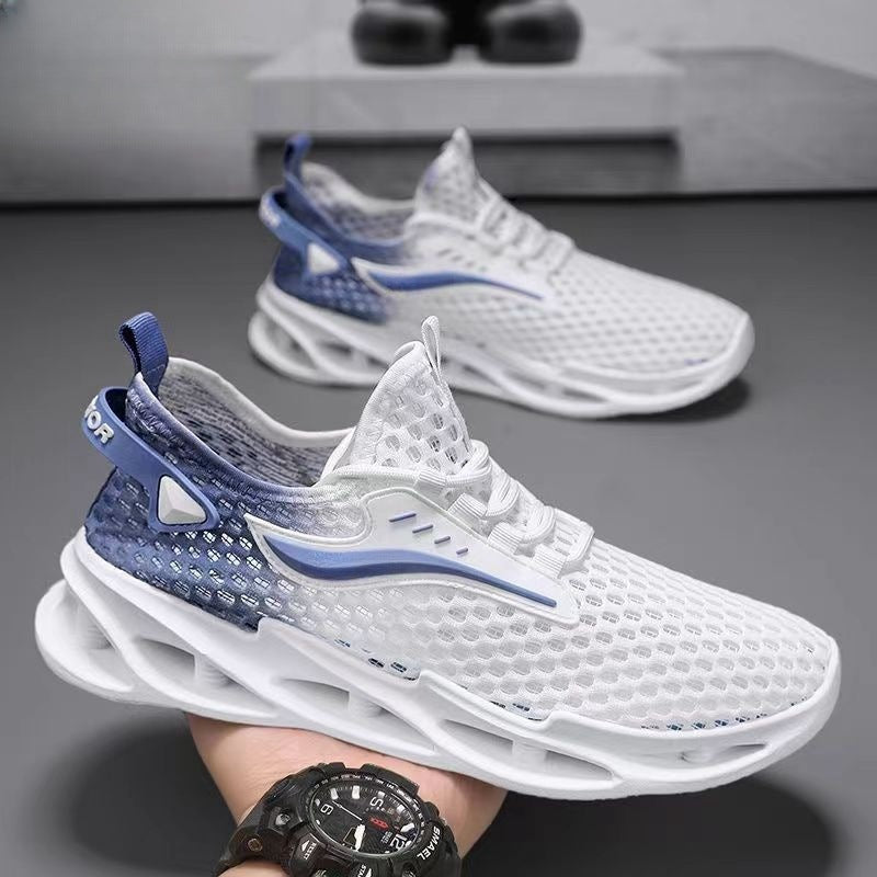 Men's Fashion Mesh Sneakers | Breathable Lace-Up Sports Shoes with Hollow-Sole Design