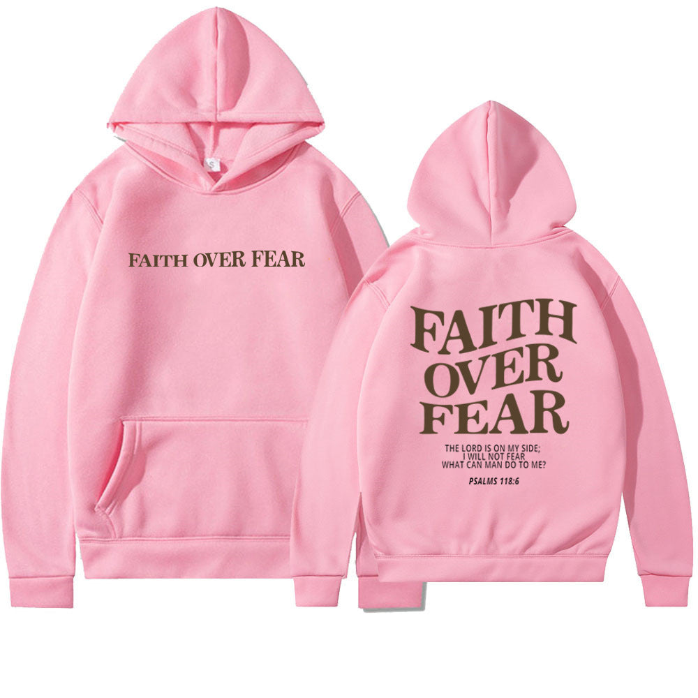 Faith Over Fear Christian Hoodie | Unisex Jesus Sweatshirt with Bible Verse | Trendy and Aesthetic Christian Apparel