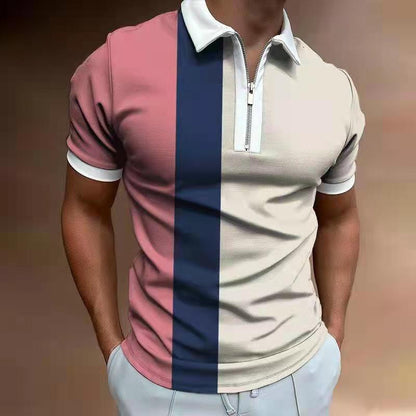 Eco-Friendly Men's Striped Polo Shirt | Short Sleeve Lapel T-Shirt | Sustainable Fashion