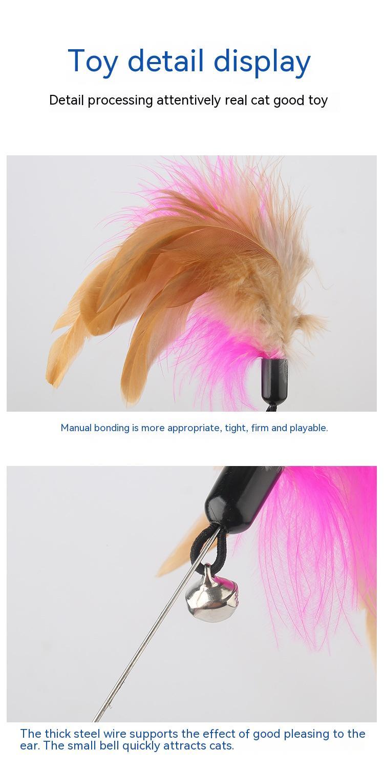 Multi-Functional Pet Toy – Silicone Cat Teaser with Feather, Foot & Table Leg Binding Collar