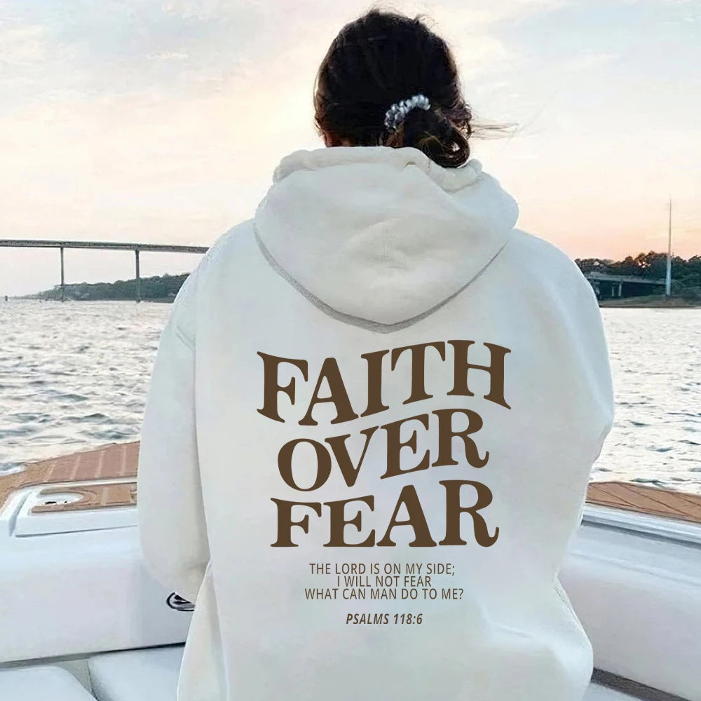 Faith Over Fear Christian Hoodie | Unisex Jesus Sweatshirt with Bible Verse | Trendy and Aesthetic Christian Apparel