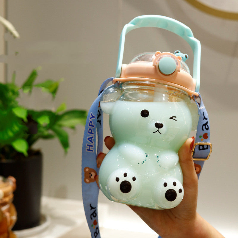 Cartoon Cute Bear Cup Children's Portable Straw