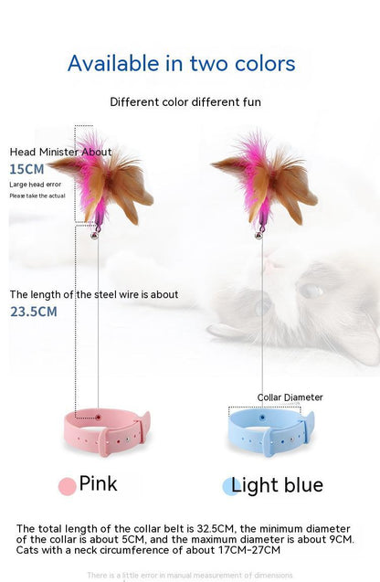 Multi-Functional Pet Toy – Silicone Cat Teaser with Feather, Foot & Table Leg Binding Collar