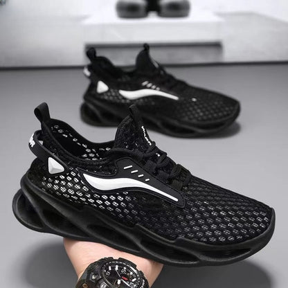 Men's Fashion Mesh Sneakers | Breathable Lace-Up Sports Shoes with Hollow-Sole Design