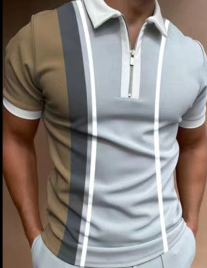 Eco-Friendly Men's Striped Polo Shirt | Short Sleeve Lapel T-Shirt | Sustainable Fashion