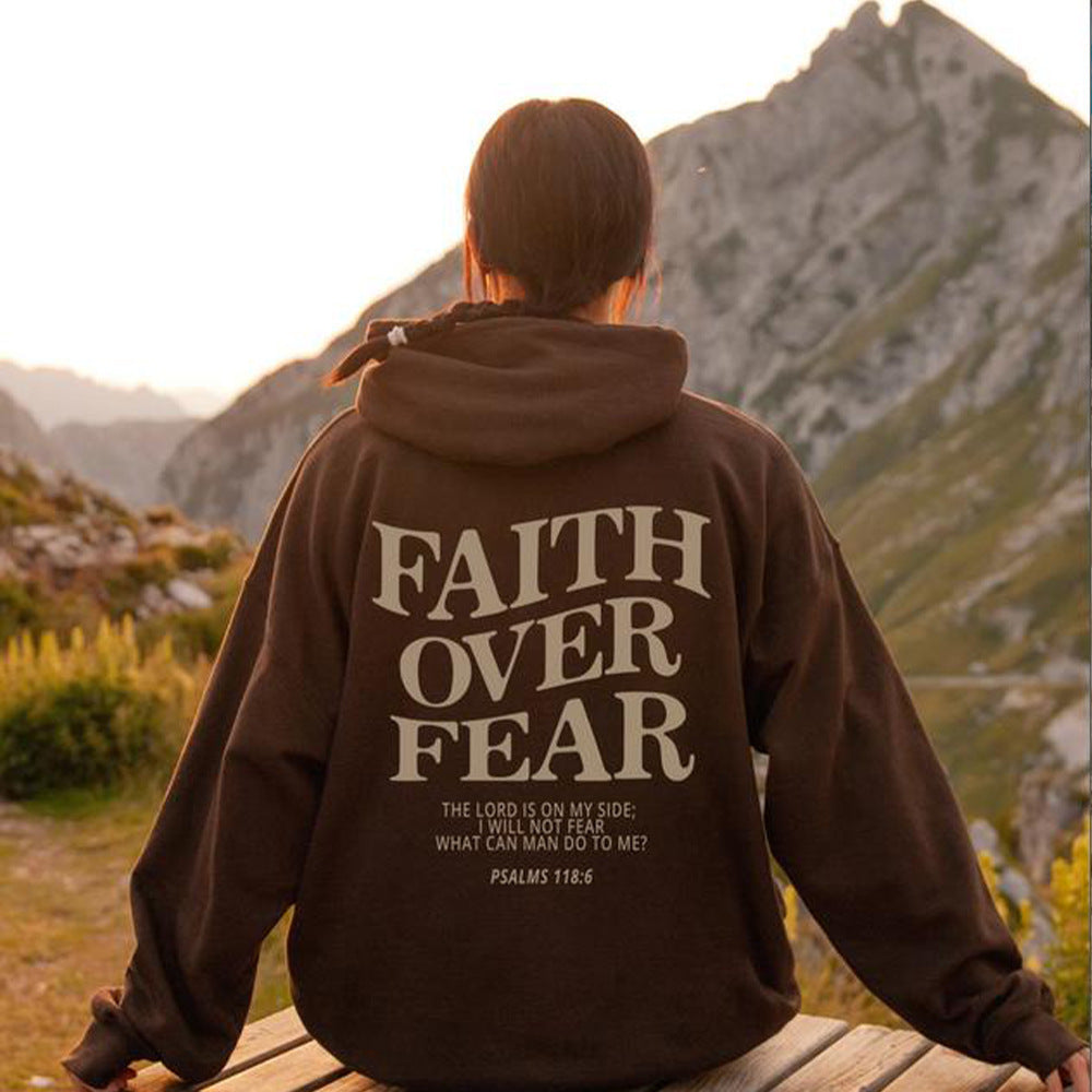 Faith Over Fear Christian Hoodie | Unisex Jesus Sweatshirt with Bible Verse | Trendy and Aesthetic Christian Apparel