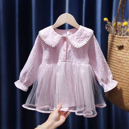 Children's Korean Style Trendy Plaid Cotton Princess Dress