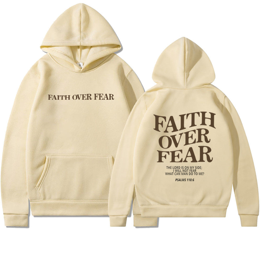 Faith Over Fear Christian Hoodie | Unisex Jesus Sweatshirt with Bible Verse | Trendy and Aesthetic Christian Apparel