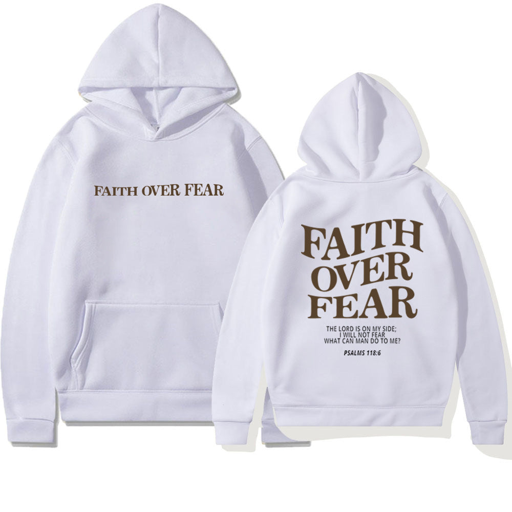 Faith Over Fear Christian Hoodie | Unisex Jesus Sweatshirt with Bible Verse | Trendy and Aesthetic Christian Apparel