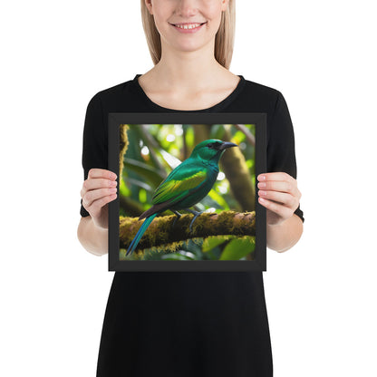 Emerald Green Bird Painting in South American Rainforest - Nature's Jewel