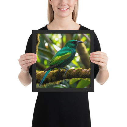 Emerald Green Bird Painting in South American Rainforest - Nature's Jewel