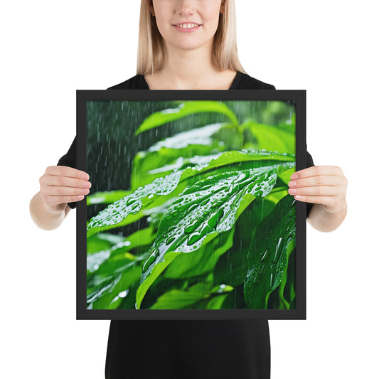 Close-Up of Rain on Lush Green Forest Leaves | Serene Nature Scene